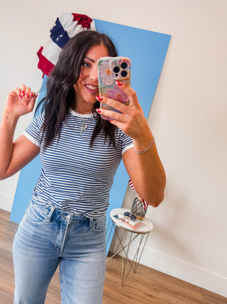 All Day Striped Tee-Light Navy