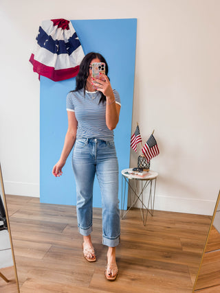 All Day Striped Tee-Light Navy