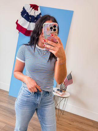 All Day Striped Tee-Light Navy