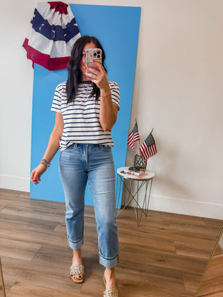 Go-Getter Striped Tee-Navy