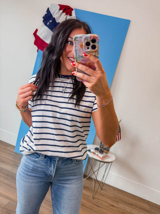 Go-Getter Striped Tee-Navy