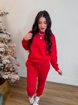 Cozy Club Crewneck-Red