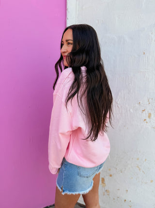 America Embroidered Crewneck-Pink