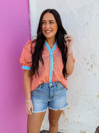 Kate Striped Top-Orange