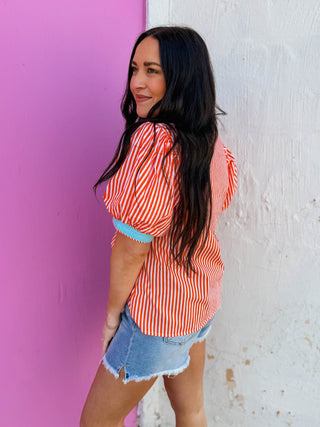 Kate Striped Top-Orange