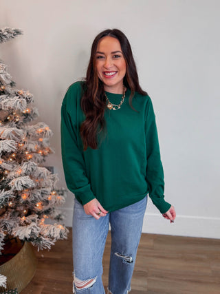 Cozy Club Crewneck-Hunter Green