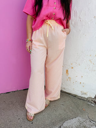 Daydream Striped Pants-Pink/Yellow