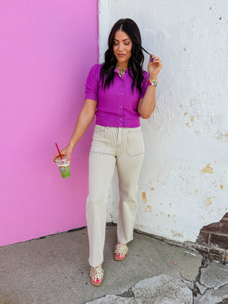 In Line High Rise Straight Leg Denim-Taupe