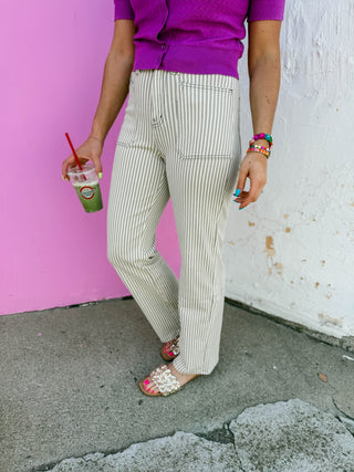 In Line High Rise Straight Leg Denim-Taupe