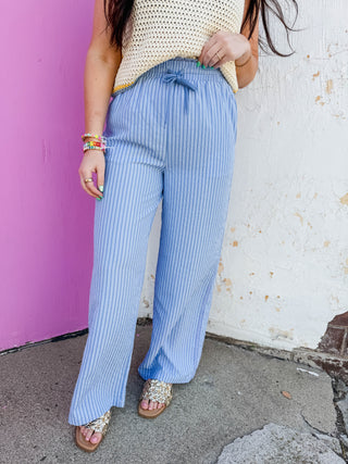 Daydream Striped Pants-Blue