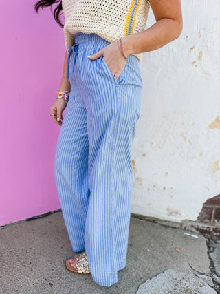 Daydream Striped Pants-Blue