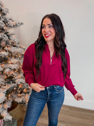 Everyday Ease Quarter Zip-Cabernet