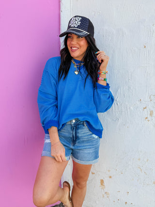 Paige Striped Pullover-Blue/Navy