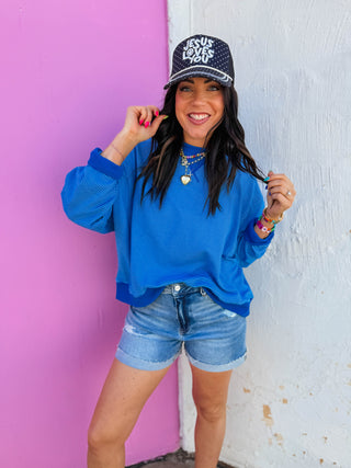 Paige Striped Pullover-Blue/Navy