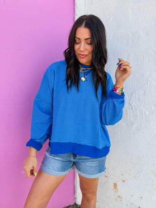 Paige Striped Pullover-Blue/Navy