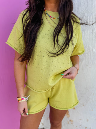 Set The Tone Knit Set-Lime