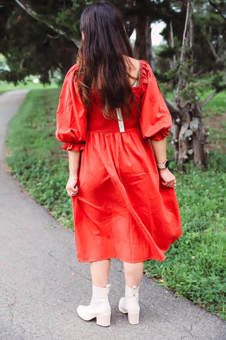 Blair Midi Dress-Rust