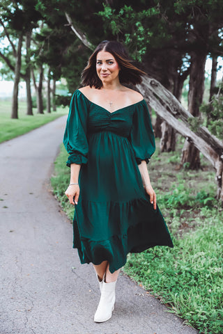 Teagan Midi Dress-Sea Green