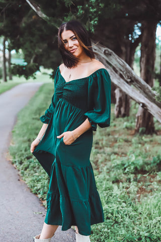 Teagan Midi Dress-Sea Green