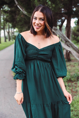 Teagan Midi Dress-Sea Green