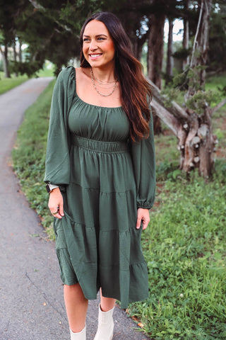 Danielle Midi Dress-Olive