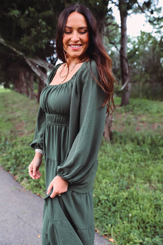 Danielle Midi Dress-Olive