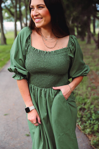 Blair Midi Dress-Olive