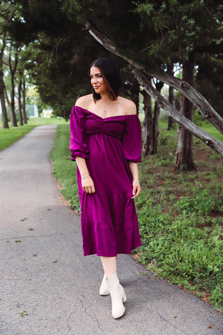 Teagan Midi Dress-Merlot