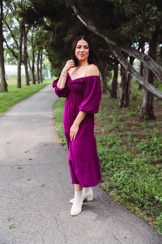 Teagan Midi Dress-Merlot