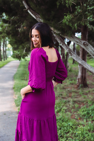 Teagan Midi Dress-Merlot