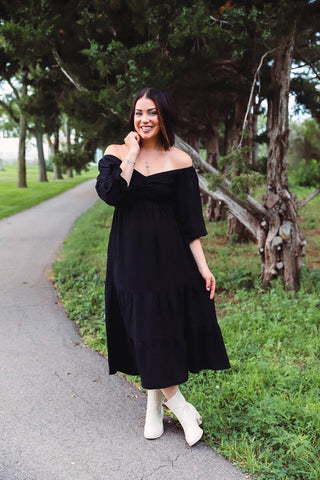 Teagan Midi Dress-Black