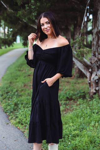 Teagan Midi Dress-Black