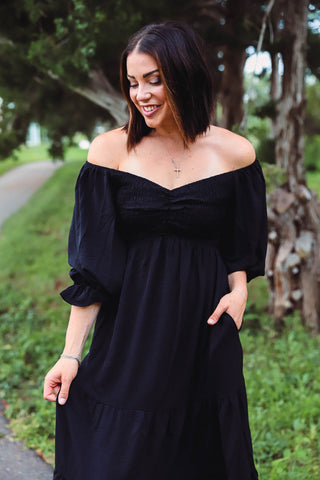 Teagan Midi Dress-Black