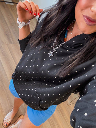 Millie Polka Dot Hoodie-Black