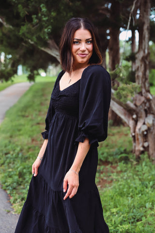 Teagan Midi Dress-Black