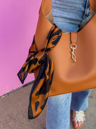 Sylvie Leopard Square Scarf-Brown