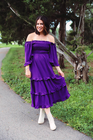 Alice Midi Dress-Purple