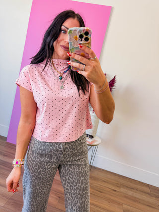 Ari Polka Dot Top-Pink