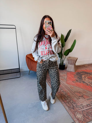 Liv High Rise Leopard Barrel Jeans