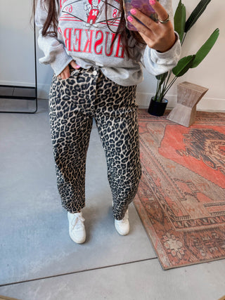 Liv High Rise Leopard Barrel Jeans
