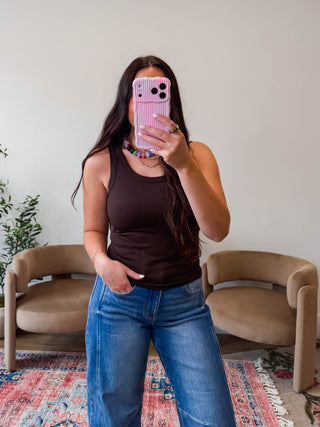 Layer Me Up Tank-Chocolate