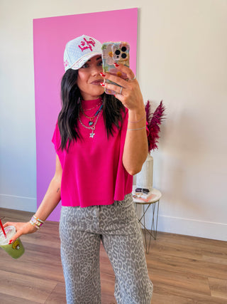 Elladee Knit Top-Hot Pink