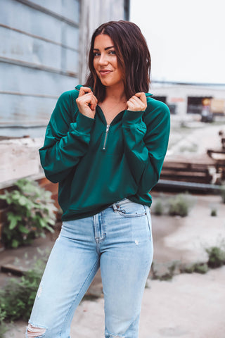 Owen Half Zip Pullover-Dark Green