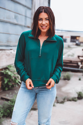 Owen Half Zip Pullover-Dark Green