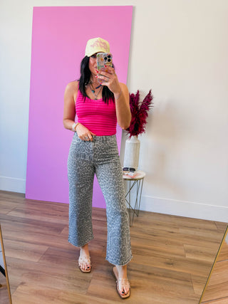 Cool Girl Striped Tank-Fuchsia