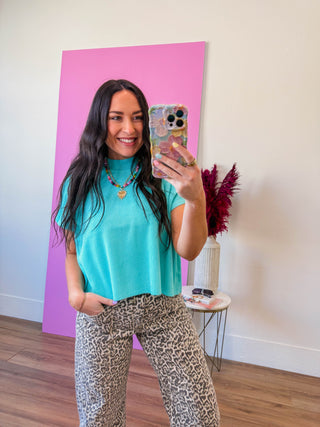 Elladee Knit Top-Mint Sky