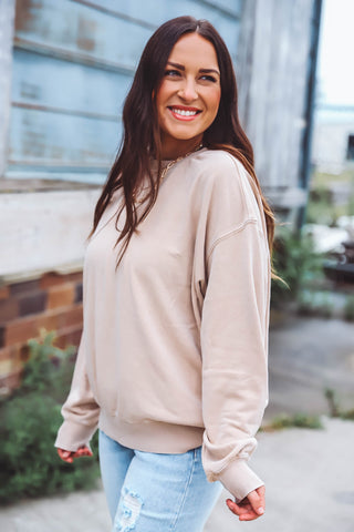 Evelyn Crewneck-Taupe