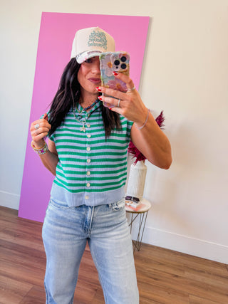 Heartbreaker Striped Sweater Vest-Blue
