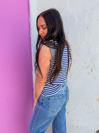 Lauren Striped Tank-Blue