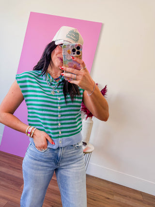 Heartbreaker Striped Sweater Vest-Blue